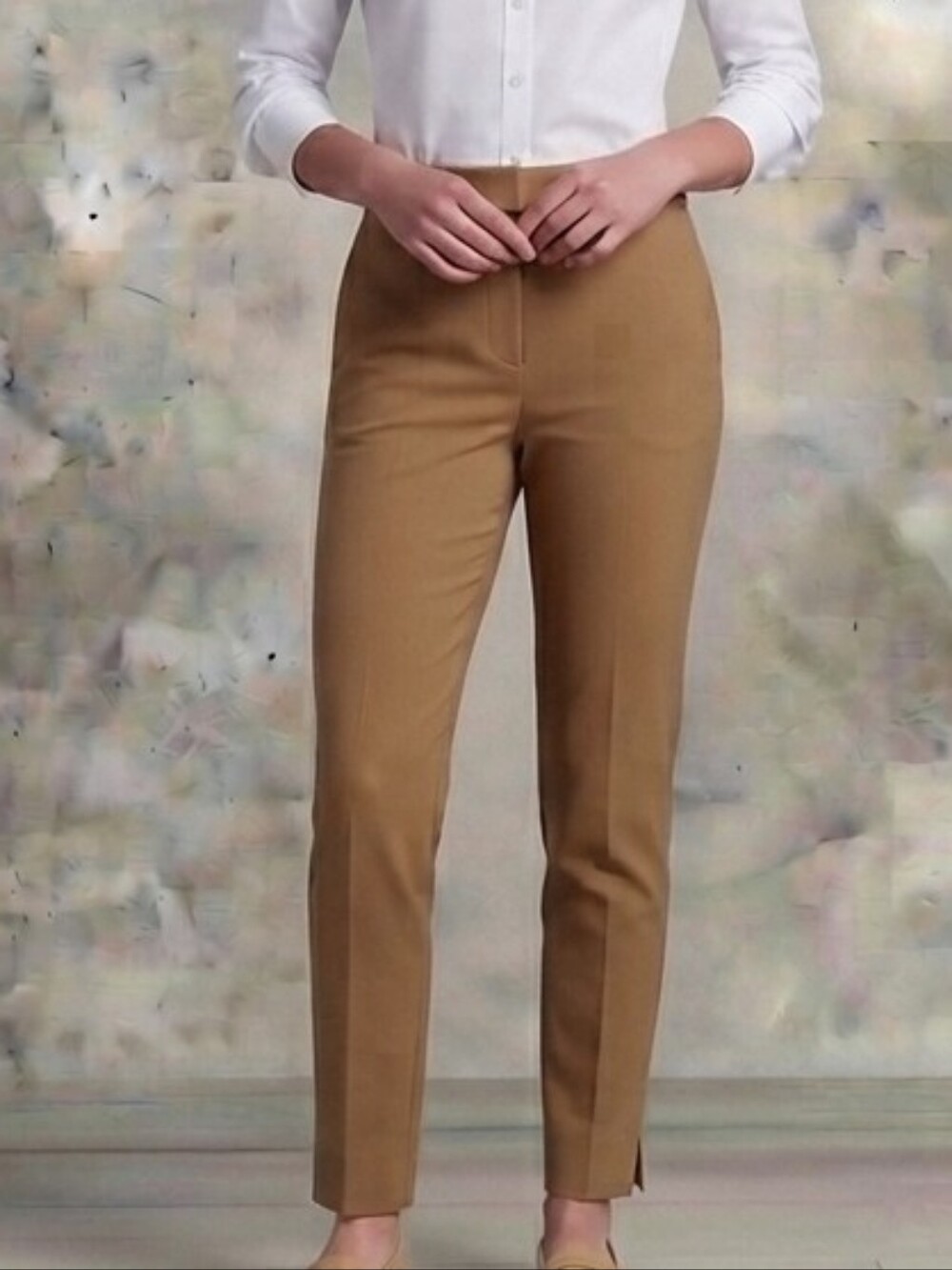 NEVER WORN Talbots Straight Leg Pants Camel Elastic Waist Band Sz 10